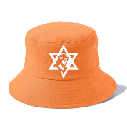 Star of David - negative space forms two overlapping triangles with hidden meaning - Bucket Hat - Terracotta Clay(Orange)