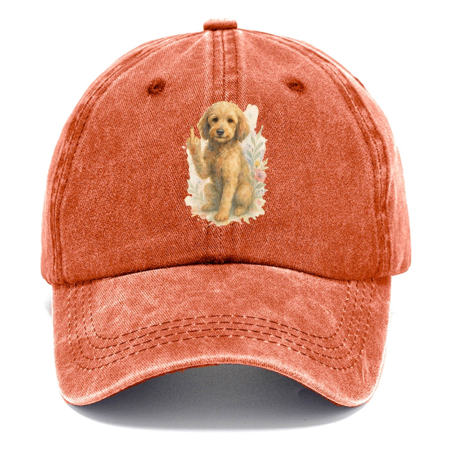 Labradoodle hypoallergenic with wavy coat, intelligent eyes, paw raised - Classic Cap - Terracotta Clay(Orange)
