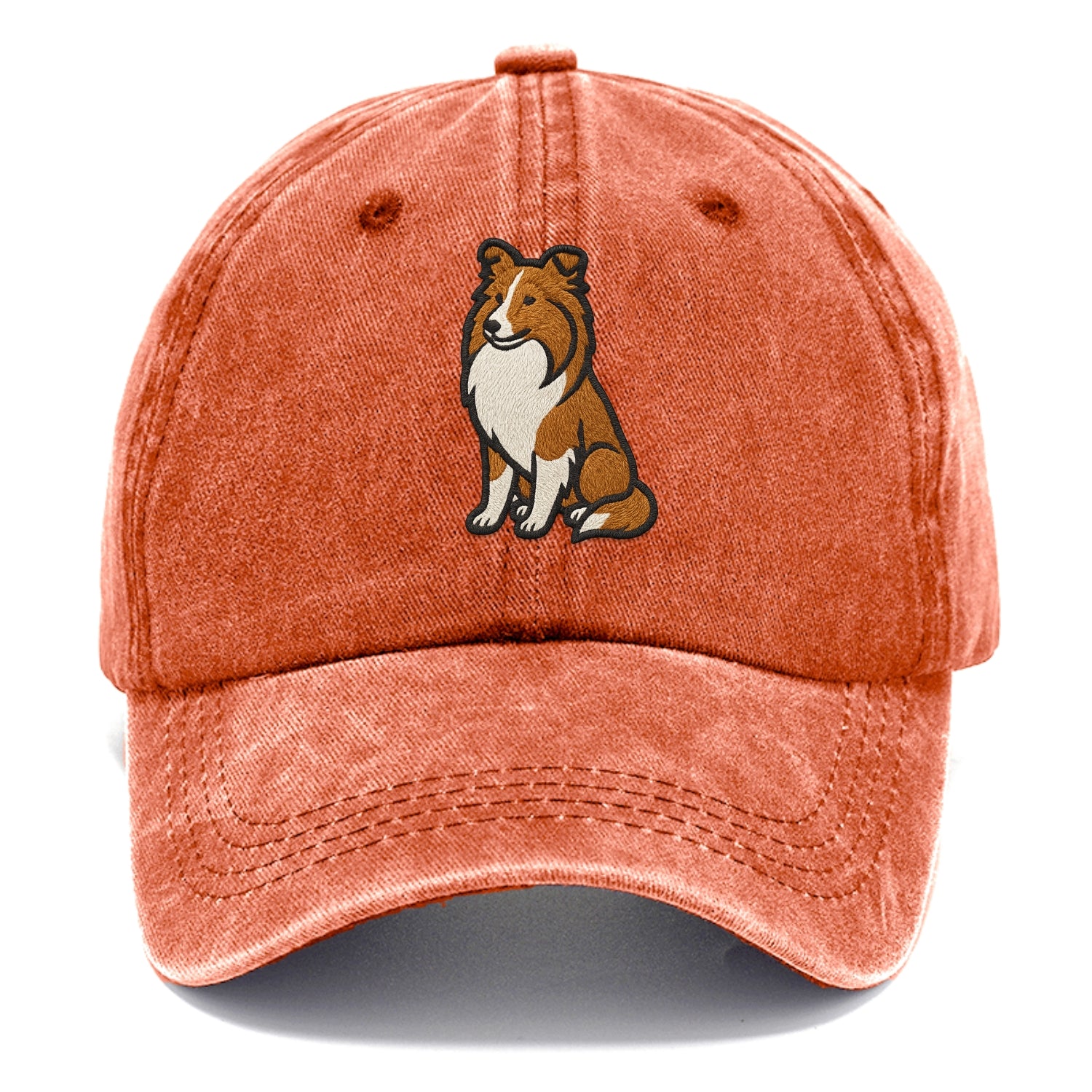 Shetland Sheepdog - Sable and white embr Classic Cap - Terracotta Clay(Orange)