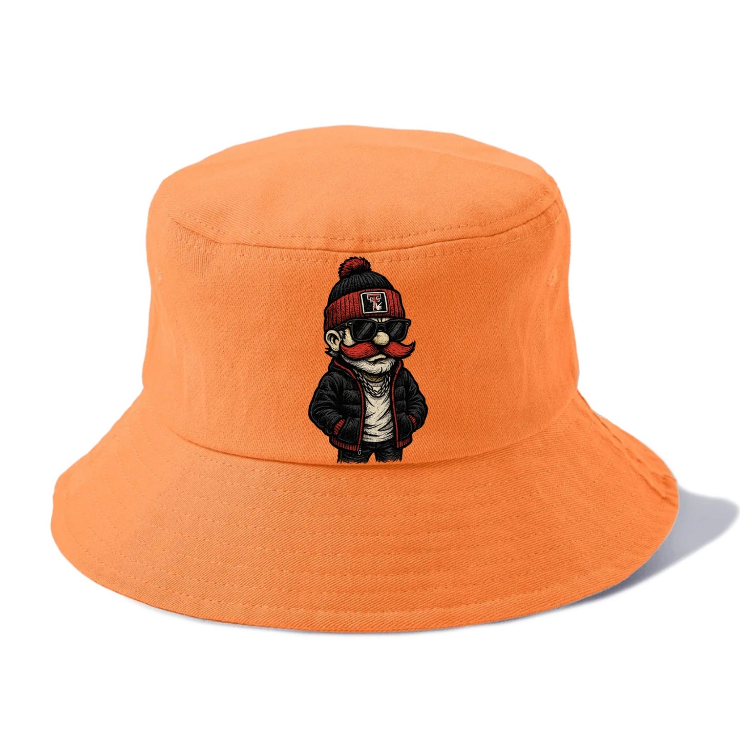 Lubbock Raider wearing Texas Tech beanie with guns up patch - Bucket Hat - Terracotta Clay(Orange)