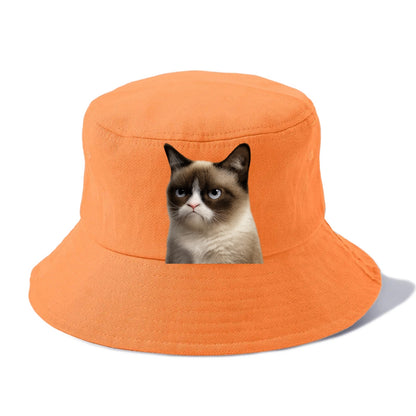 Grumpy Cat Expression  - Bucket Hat - Terracotta Clay(Orange)