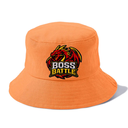 BOSS BATTLE - dragon silhouette in red and gold , raid - Bucket Hat - Terracotta Clay(Orange)