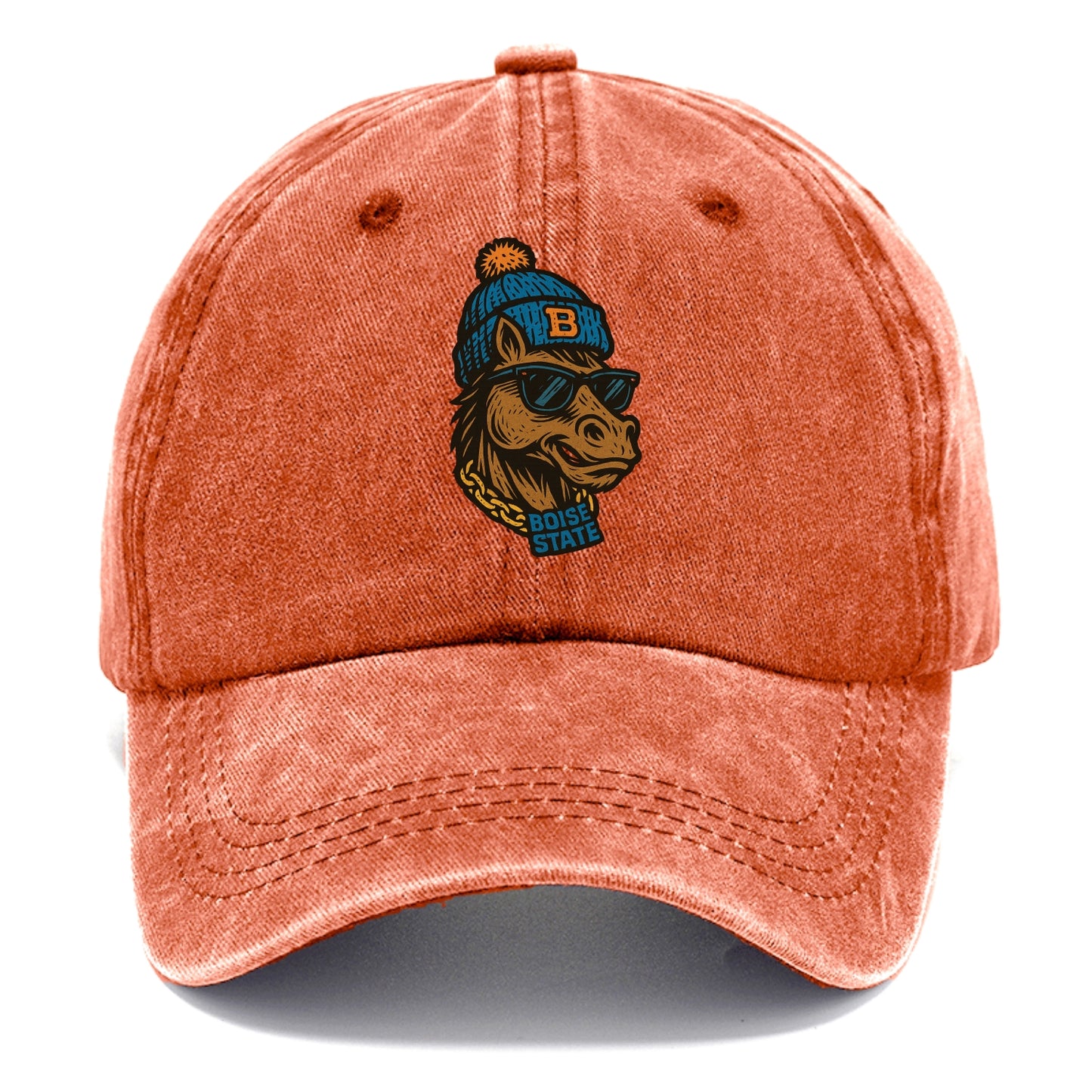 Boise Bronco wearing Boise State beanie with B patch - Classic Cap - Terracotta Clay(Orange)
