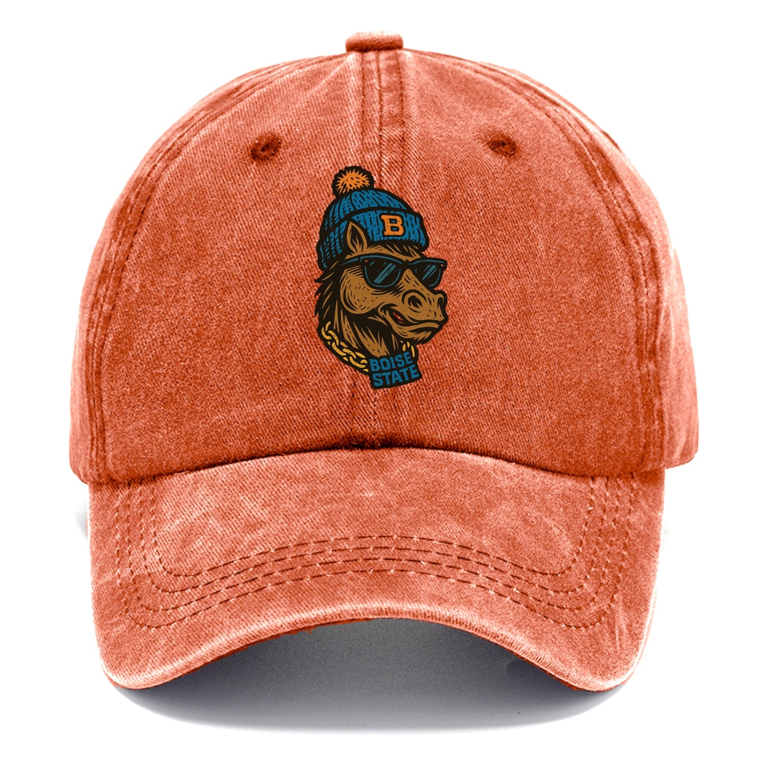 Boise Bronco wearing Boise State beanie with B patch - Classic Cap - Terracotta Clay(Orange)