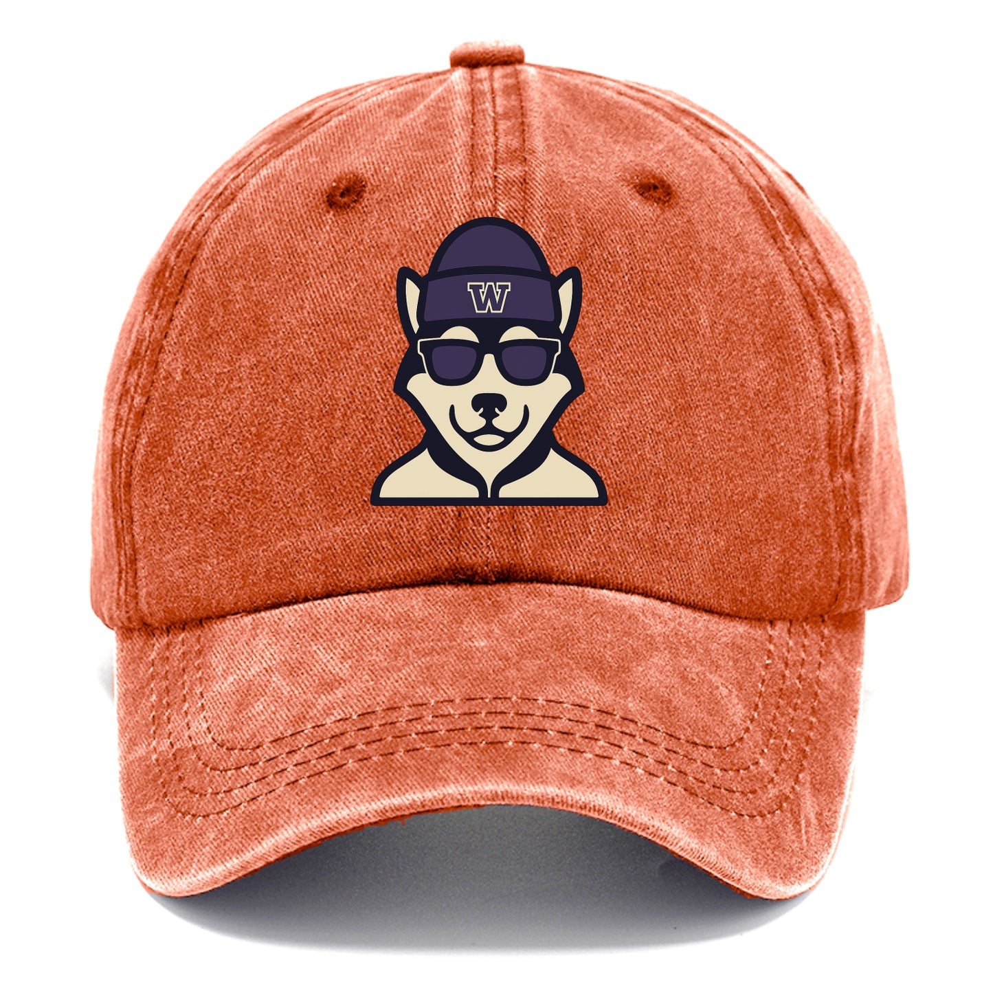 Seattle Husky wearing Washington beanie with W patch - Classic Cap - Terracotta Clay(Orange)