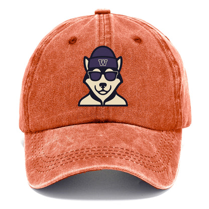 Seattle Husky wearing Washington beanie with W patch - Classic Cap - Terracotta Clay(Orange)