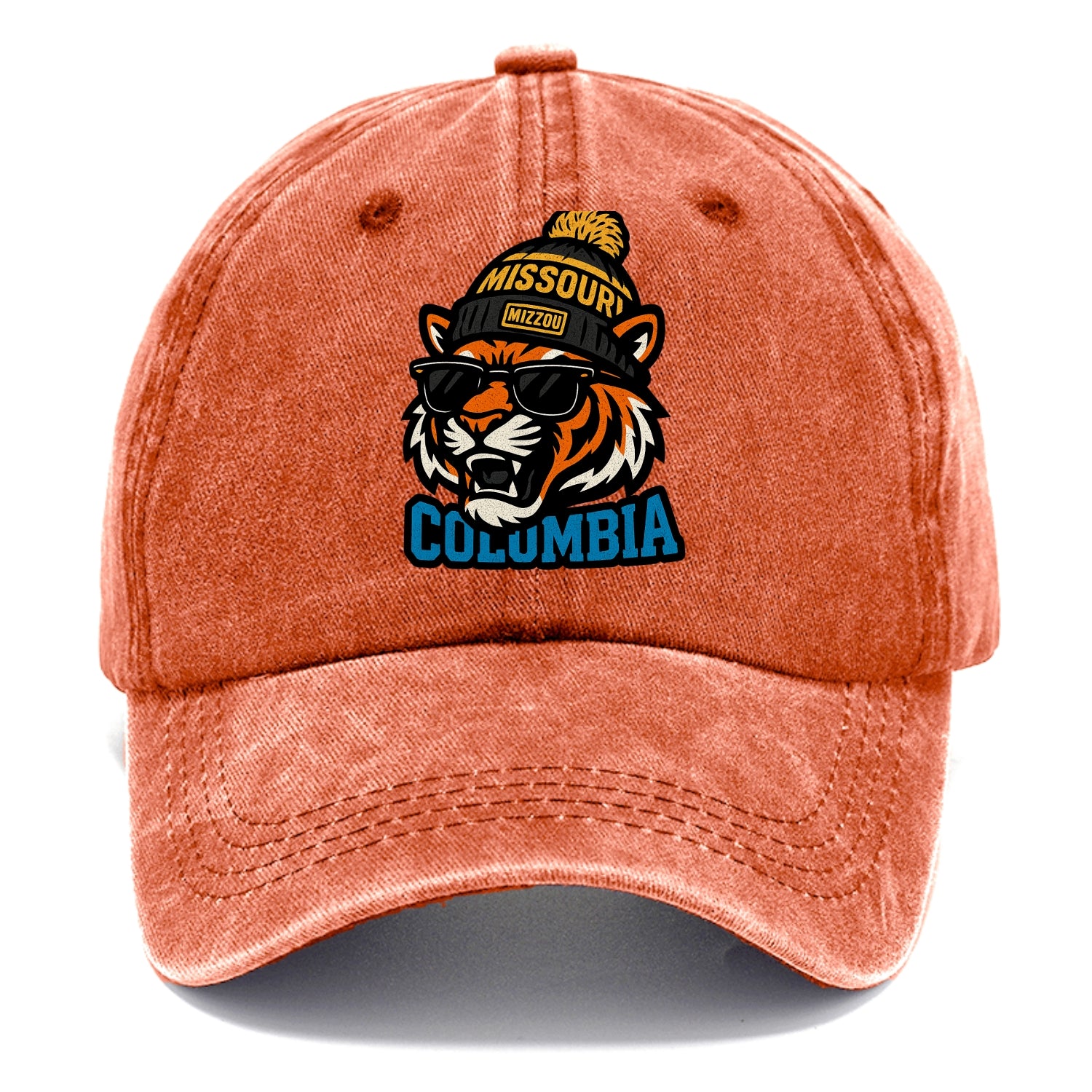 Columbia Tiger wearing Missouri beanie with Mizzou patch - Classic Cap - Terracotta Clay(Orange)