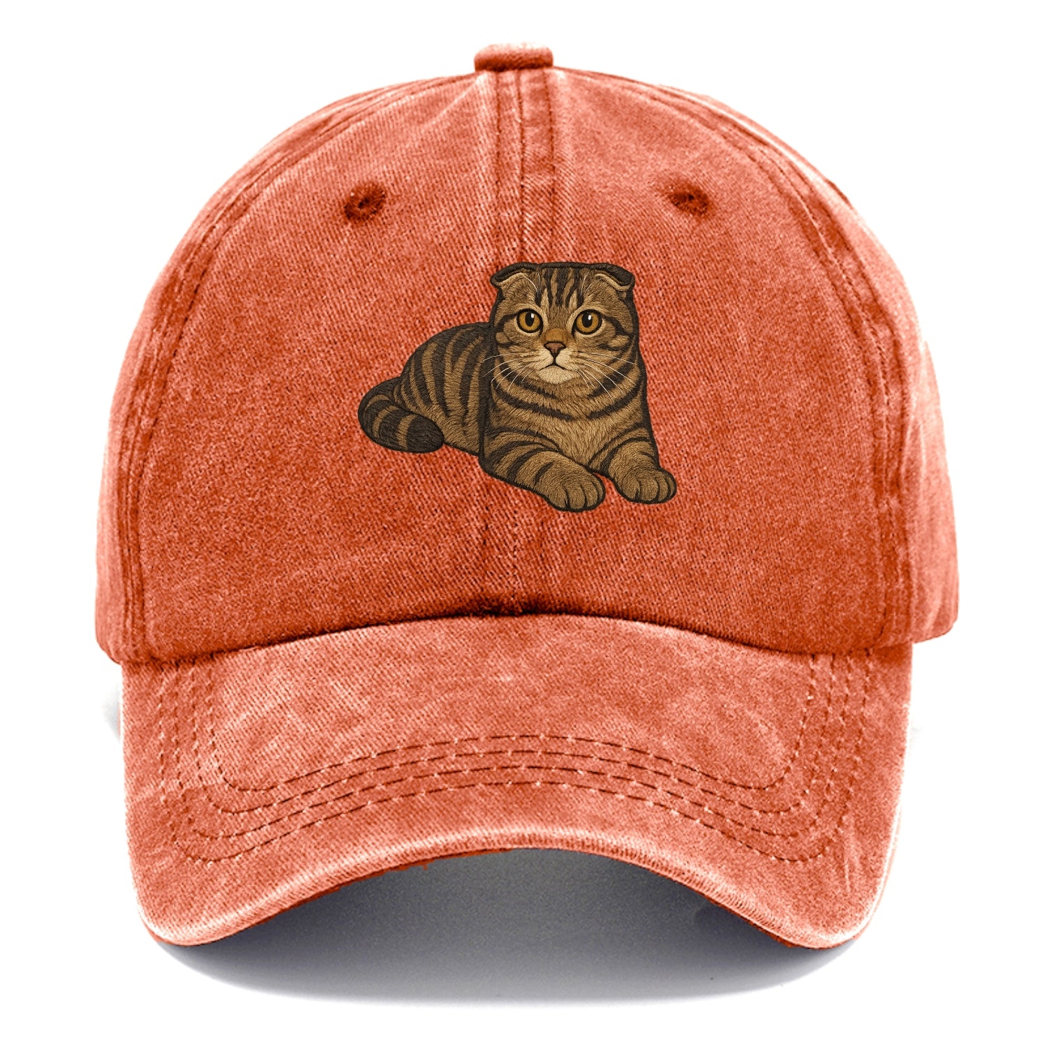 Scottish Fold  relaxed lying down with h Classic Cap - Terracotta Clay(Orange)