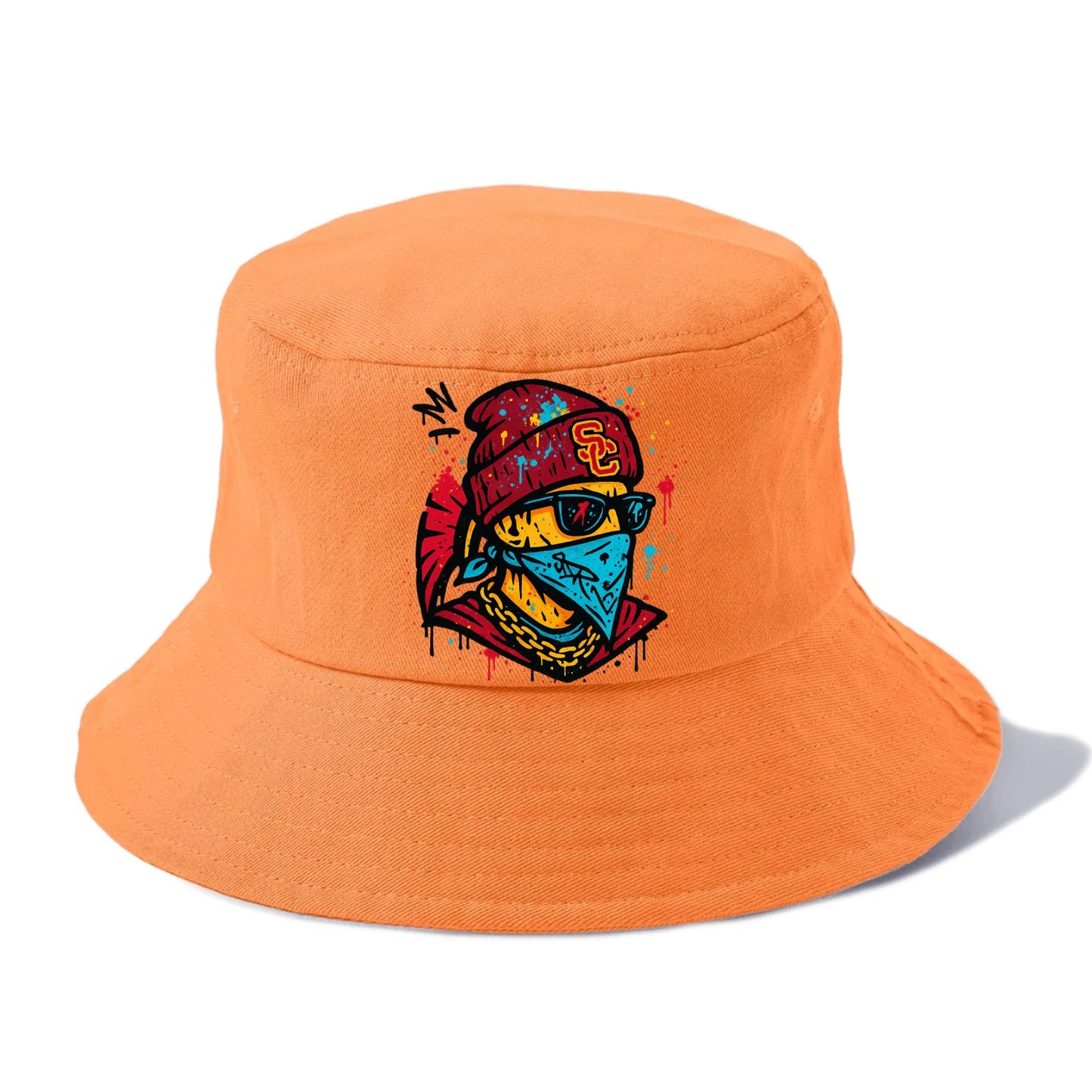 Los Angeles Trojan wearing USC beanie with SC patch - Bucket Hat - Terracotta Clay(Orange)
