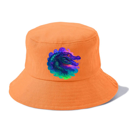 Primordial crocodile with scales pulsing plasma energy in green and purple, ancient - Bucket Hat - Terracotta Clay(Orange)