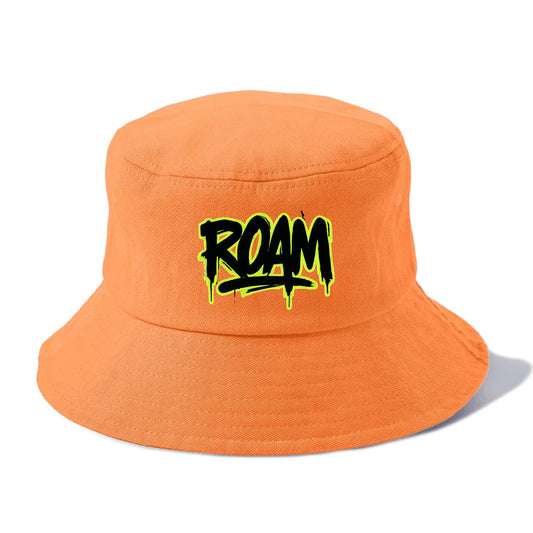 Bold typography design - "ROAM" - wander freely, no destination needed - Bucket Hat - Terracotta Clay(Orange)