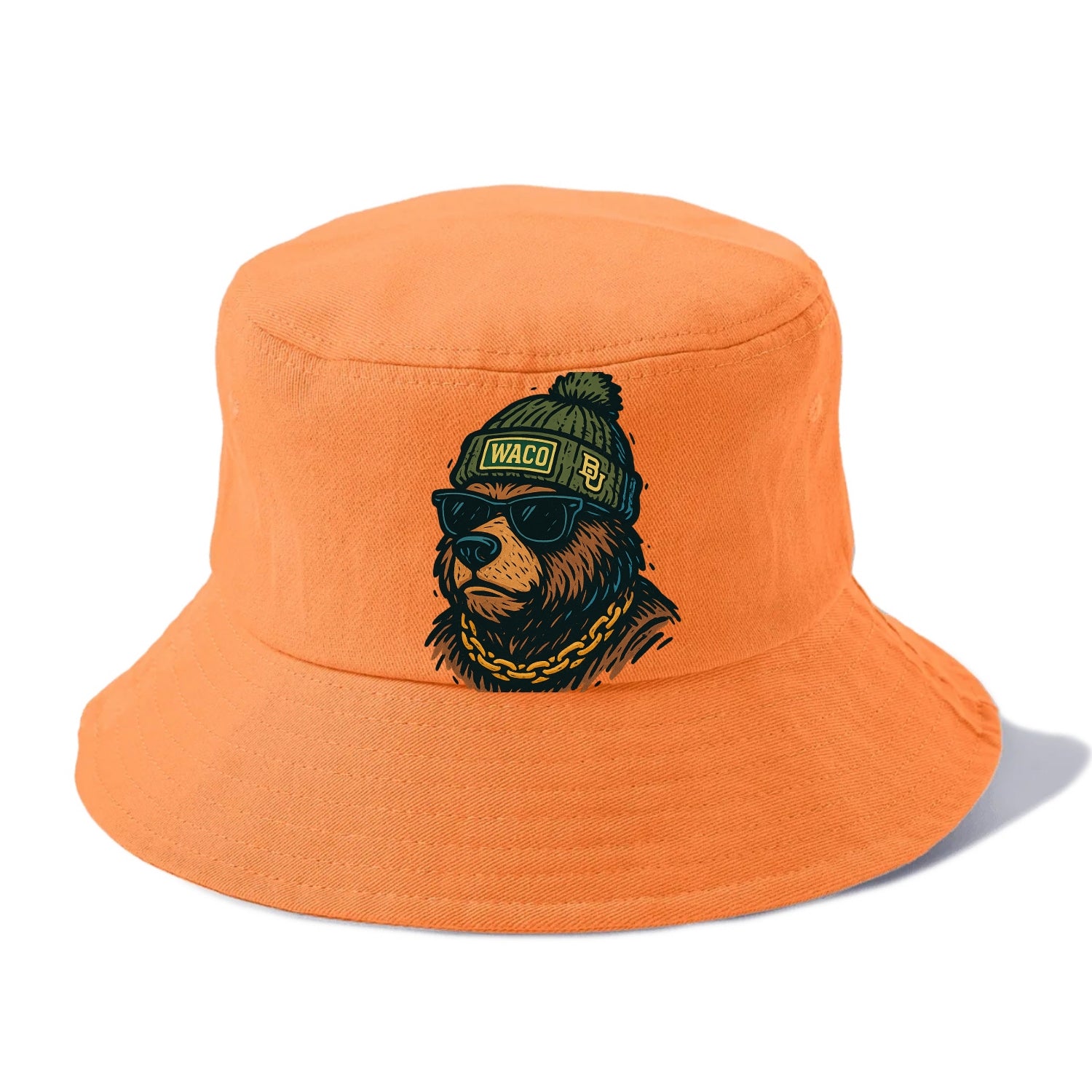 Waco Bear wearing Baylor beanie with BU patch - Bucket Hat - Terracotta Clay(Orange)