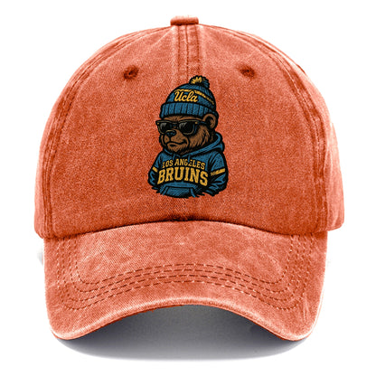 Los Angeles Bruin wearing UCLA beanie with script patch - Classic Cap - Terracotta Clay(Orange)