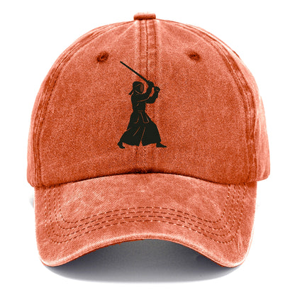Kendo swordsman in striking stance - Classic Cap - Terracotta Clay(Orange)