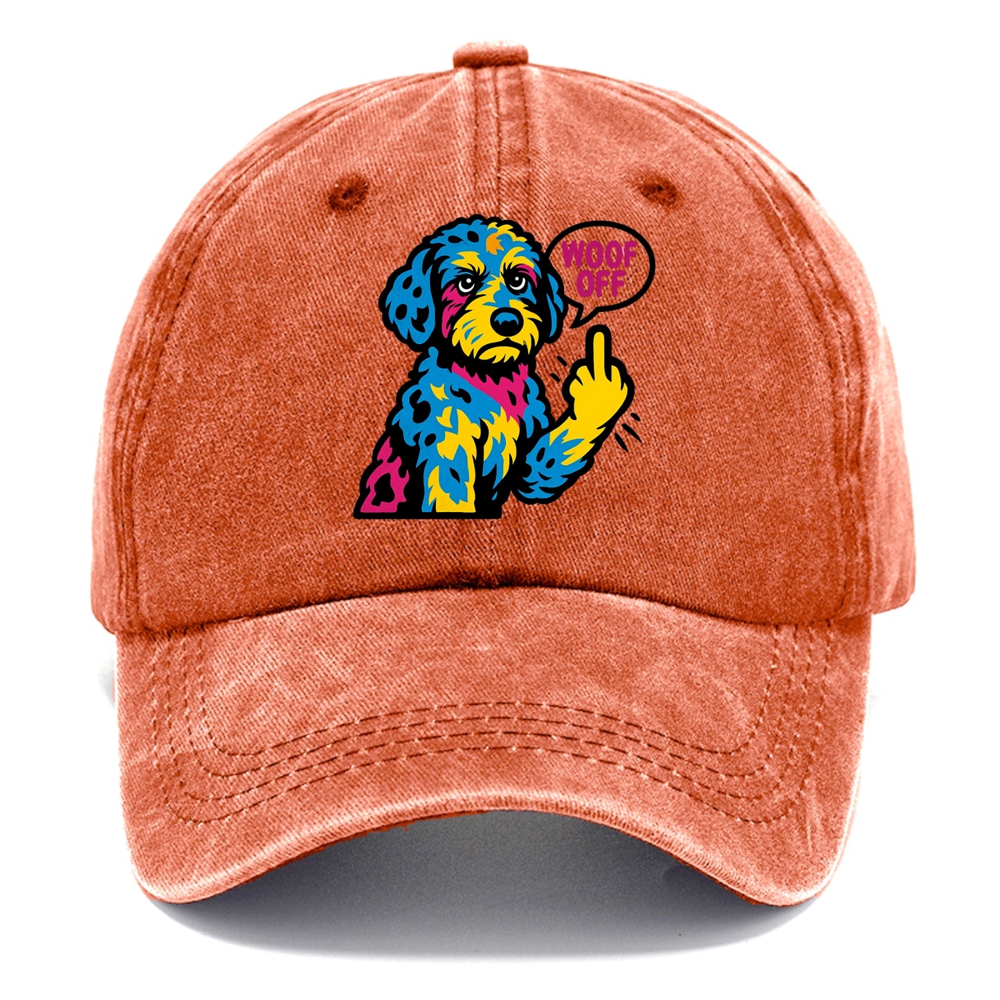 Aussiedoodle with merle patches and curly coat, playful smart paw raised - Classic Cap - Terracotta Clay(Orange)