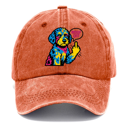 Aussiedoodle with merle patches and curly coat, playful smart paw raised - Classic Cap - Terracotta Clay(Orange)