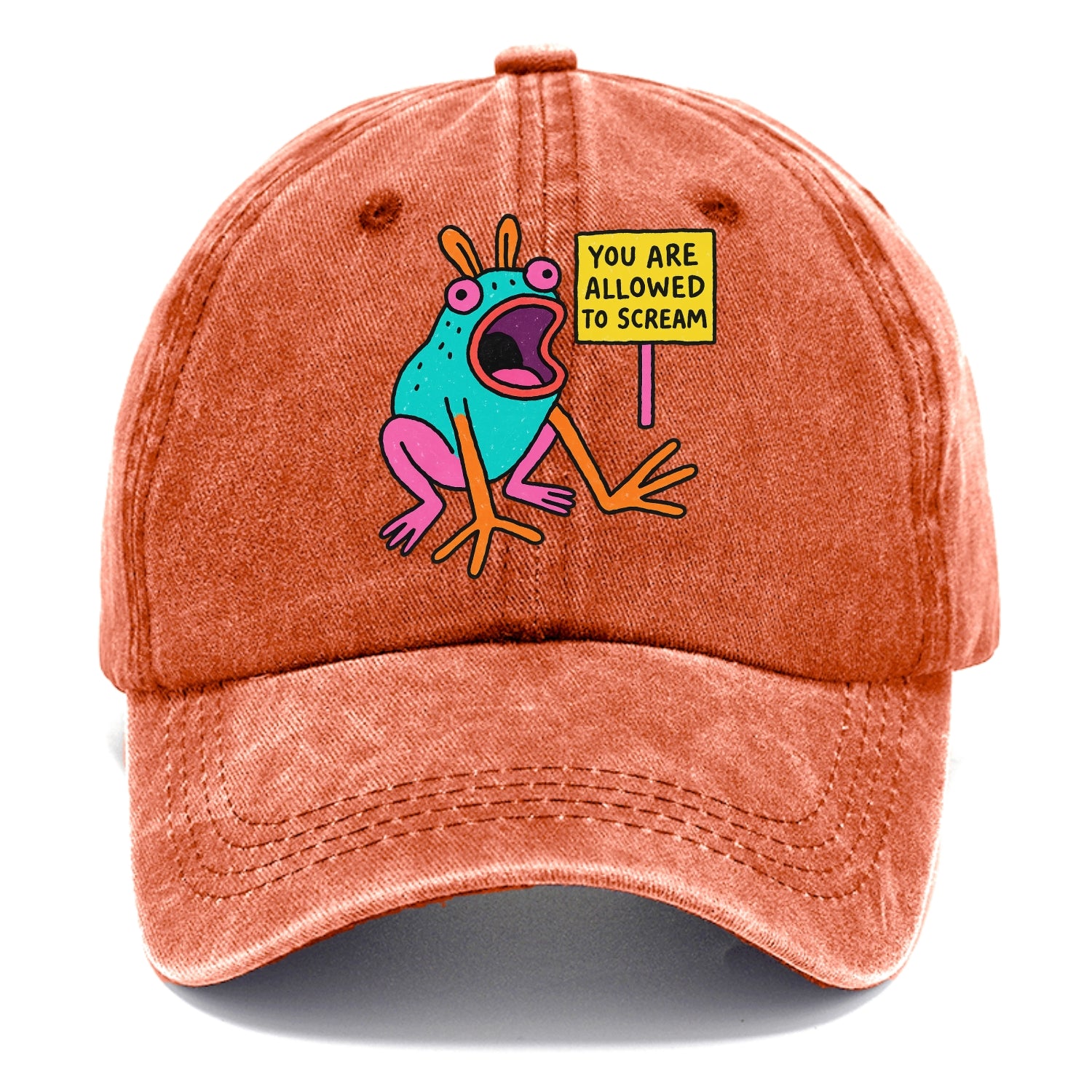 YOU ARE ALLOWED TO SCREAM | Open-mouthed frog mid-scream - Classic Cap - Terracotta Clay(Orange)