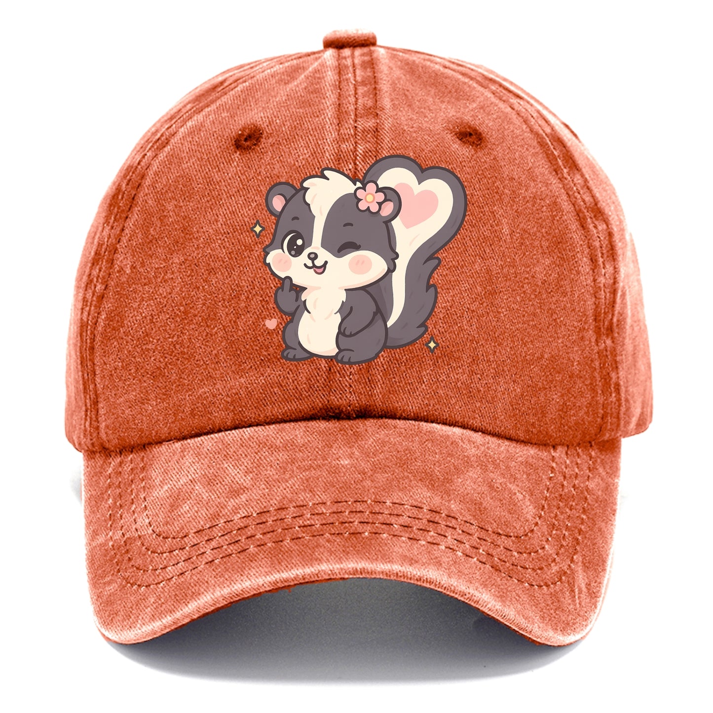 fluffy skunk with heart-shaped tail pattern, one paw up showing sass - Classic Cap - Terracotta Clay(Orange)
