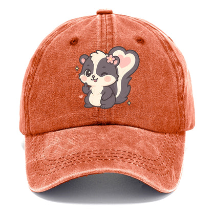 fluffy skunk with heart-shaped tail pattern, one paw up showing sass - Classic Cap - Terracotta Clay(Orange)