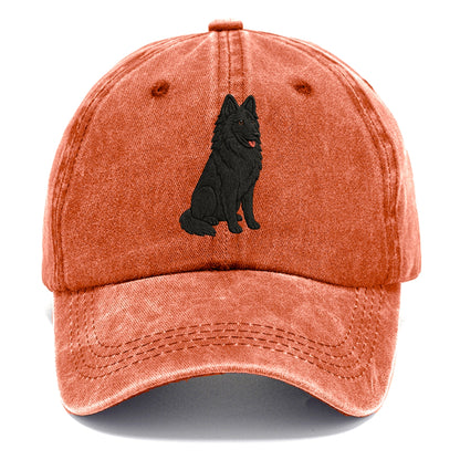 Belgian Sheepdog - Black long-haired embroidered pose - Classic Cap - Terracotta Clay(Orange)