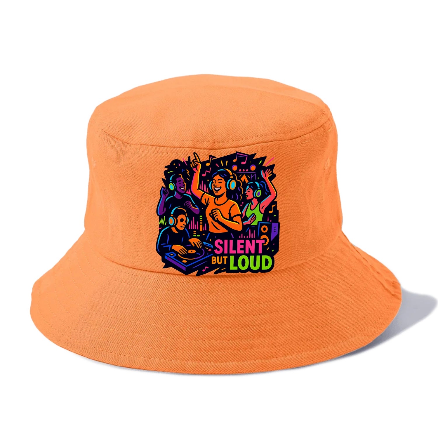 Silent disco dancers with glowing headphones - "Silent But Loud" - unique concert - Bucket Hat - Terracotta Clay(Orange)