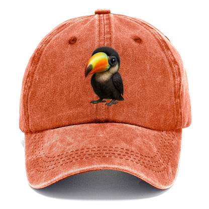 Baby Toucan - oversized colorful beak, black feathers, bright eyes, front-facing, - Classic Cap - Terracotta Clay(Orange)