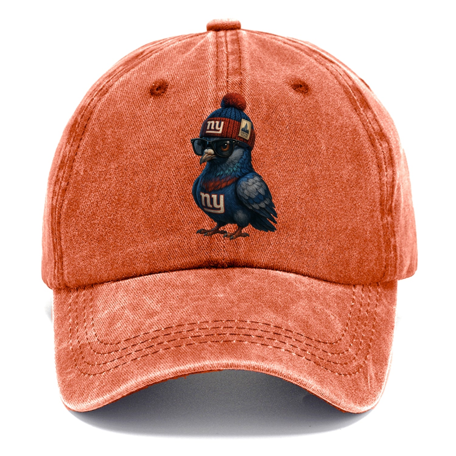 Manhattan Pigeon wearing Giants beanie with Empire State patch and wayfarer sunglasses - Classic Cap - Terracotta Clay(Orange)