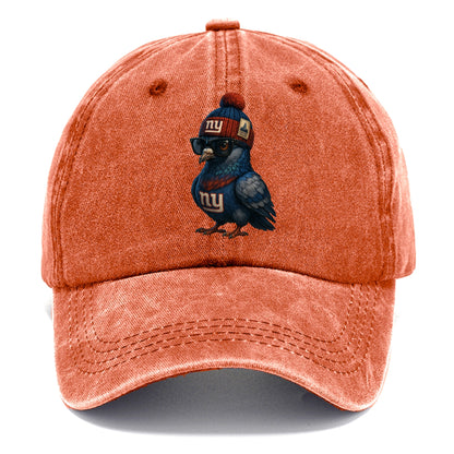 Manhattan Pigeon wearing Giants beanie with Empire State patch and wayfarer sunglasses - Classic Cap - Terracotta Clay(Orange)