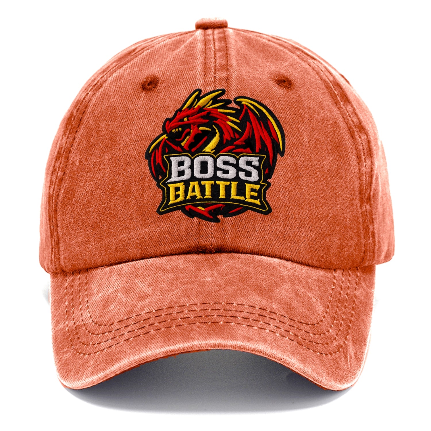 BOSS BATTLE - dragon silhouette in red and gold , raid - Classic Cap - Terracotta Clay(Orange)