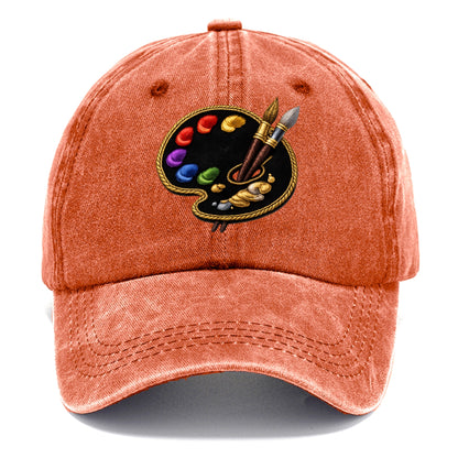 Embroidered patch design - PAINT PALETTE - artist palette with brushes in rainbow and - Classic Cap - Terracotta Clay(Orange)