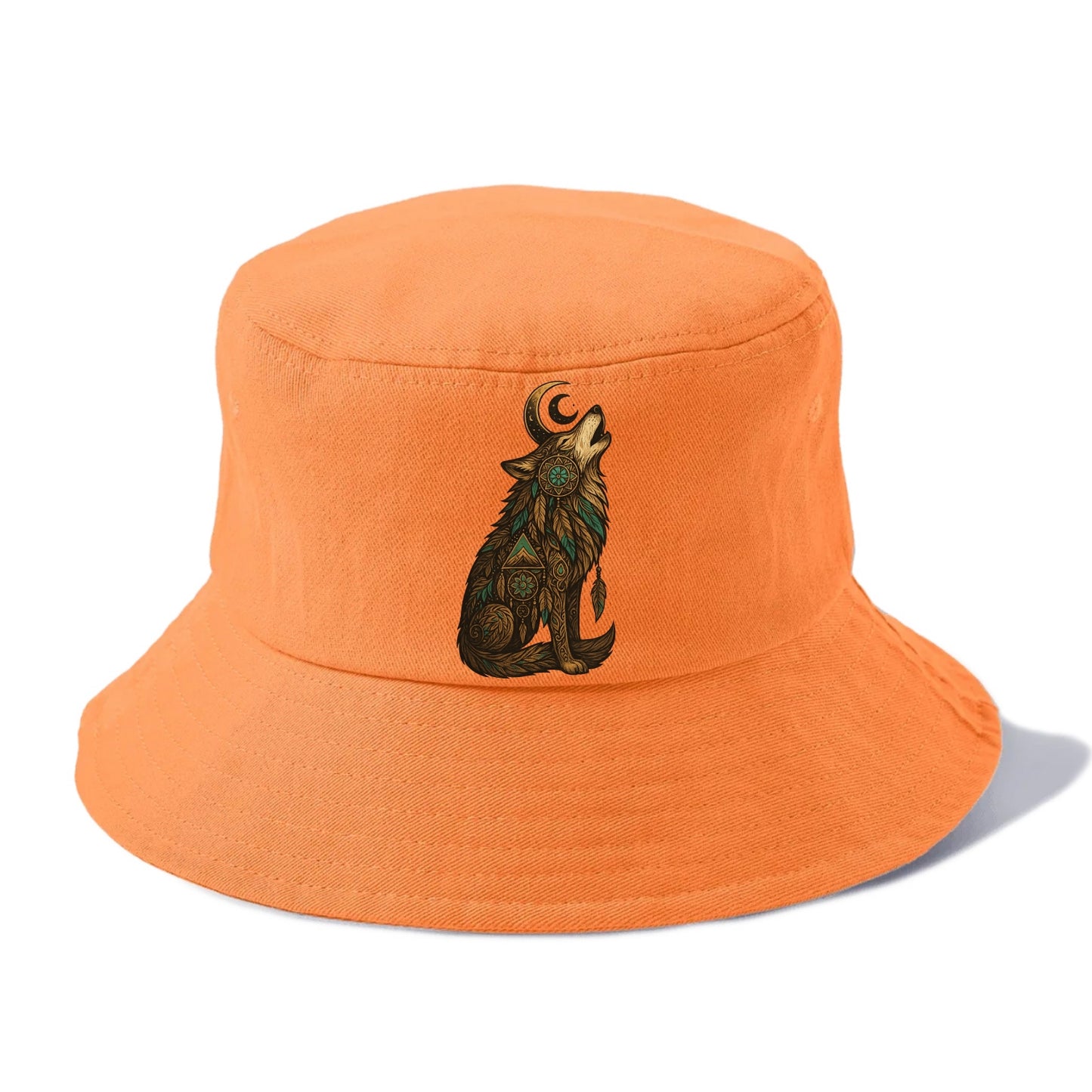 Celestial Moon Wolf  - Bucket Hat - Terracotta Clay(Orange)