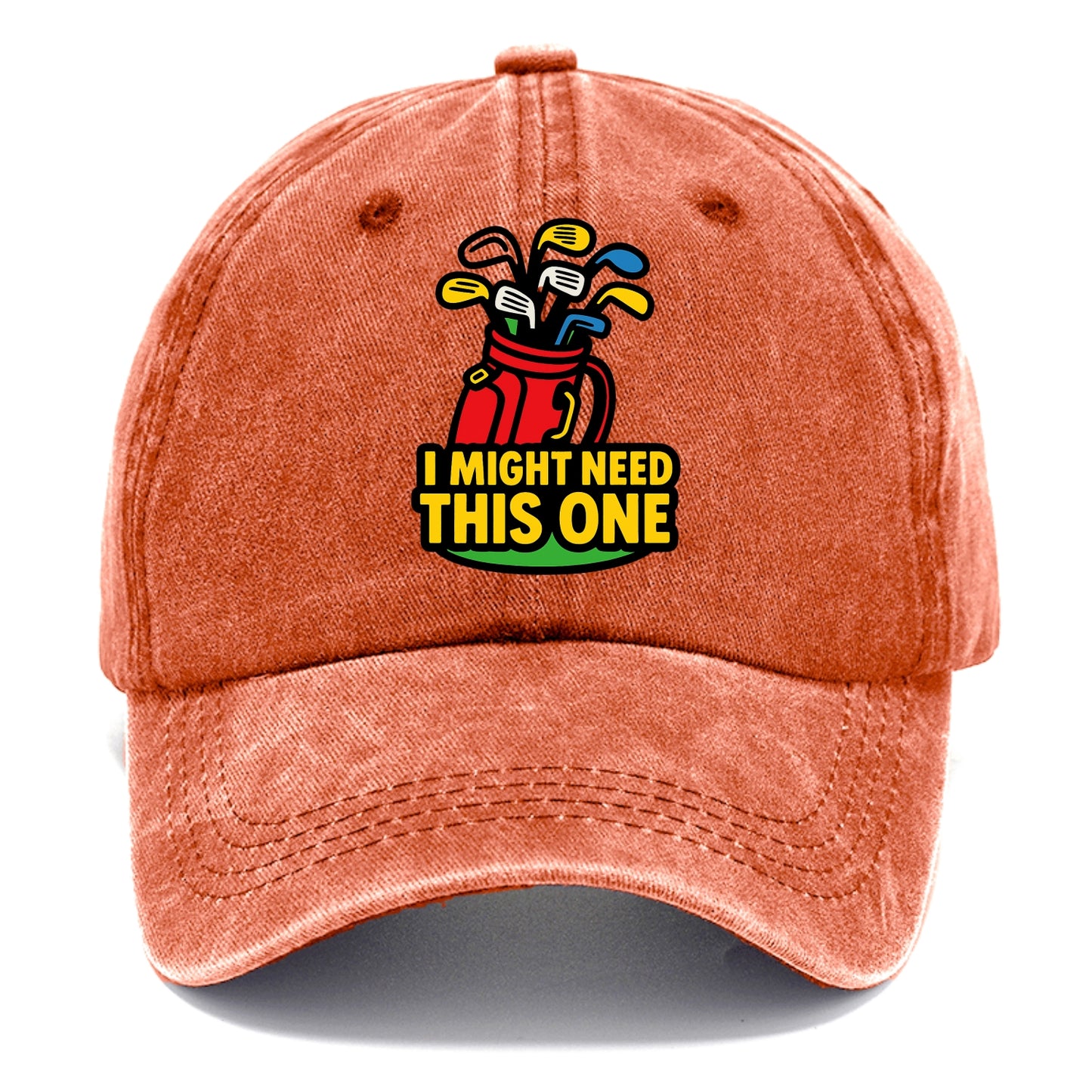 Golf bag overflowing with too many clubs - "I Might Need This One" - gear addiction - Classic Cap - Terracotta Clay(Orange)