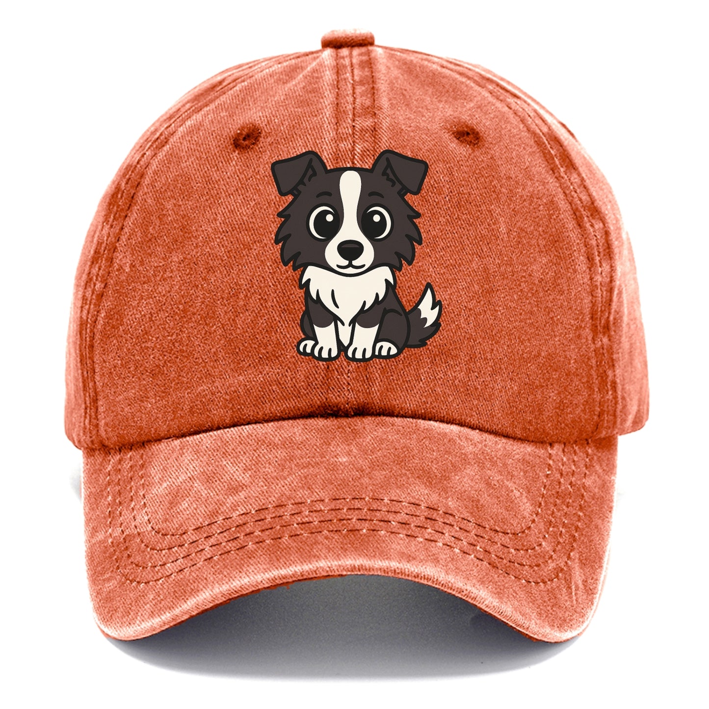 Border Collie - Intense stare sitting pose - Classic Cap - Terracotta Clay(Orange)