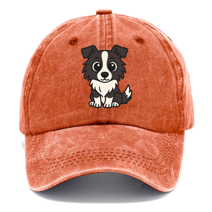 Border Collie - Intense stare sitting pose - Classic Cap - Terracotta Clay(Orange)
