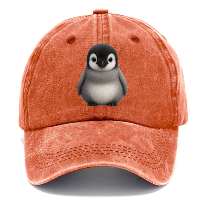 Baby Adelie Penguin - black and white, round body, curious eyes, front-facing, - Classic Cap - Terracotta Clay(Orange)