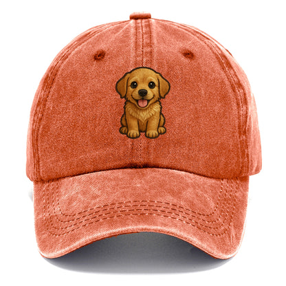 Baby Golden Retriever Puppy - fluffy golden fur, big brown eyes, pink tongue, floppy - Classic Cap - Terracotta Clay(Orange)