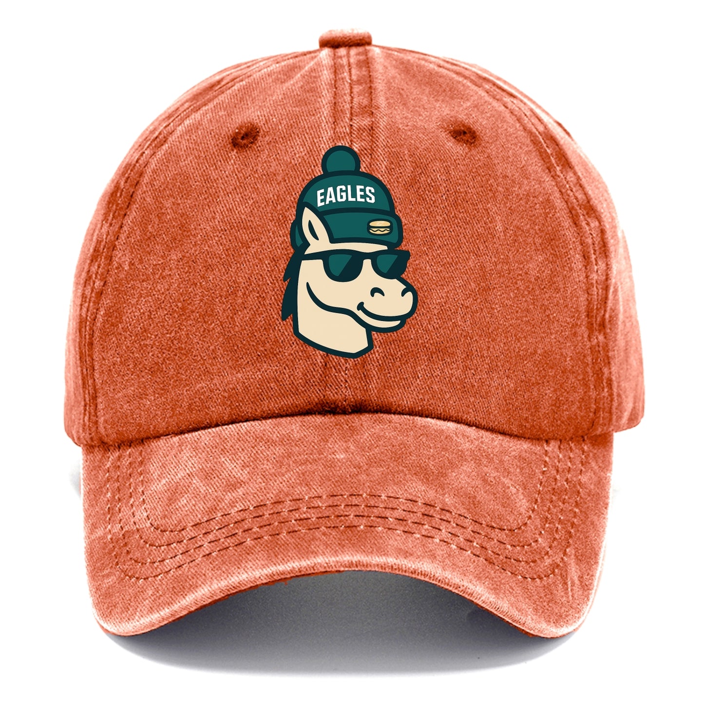 Philadelphia Horse wearing Eagles beanie with cheesesteak patch and wayfarer - Classic Cap - Terracotta Clay(Orange)