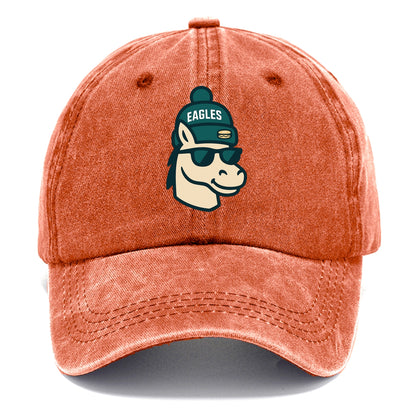 Philadelphia Horse wearing Eagles beanie with cheesesteak patch and wayfarer - Classic Cap - Terracotta Clay(Orange)
