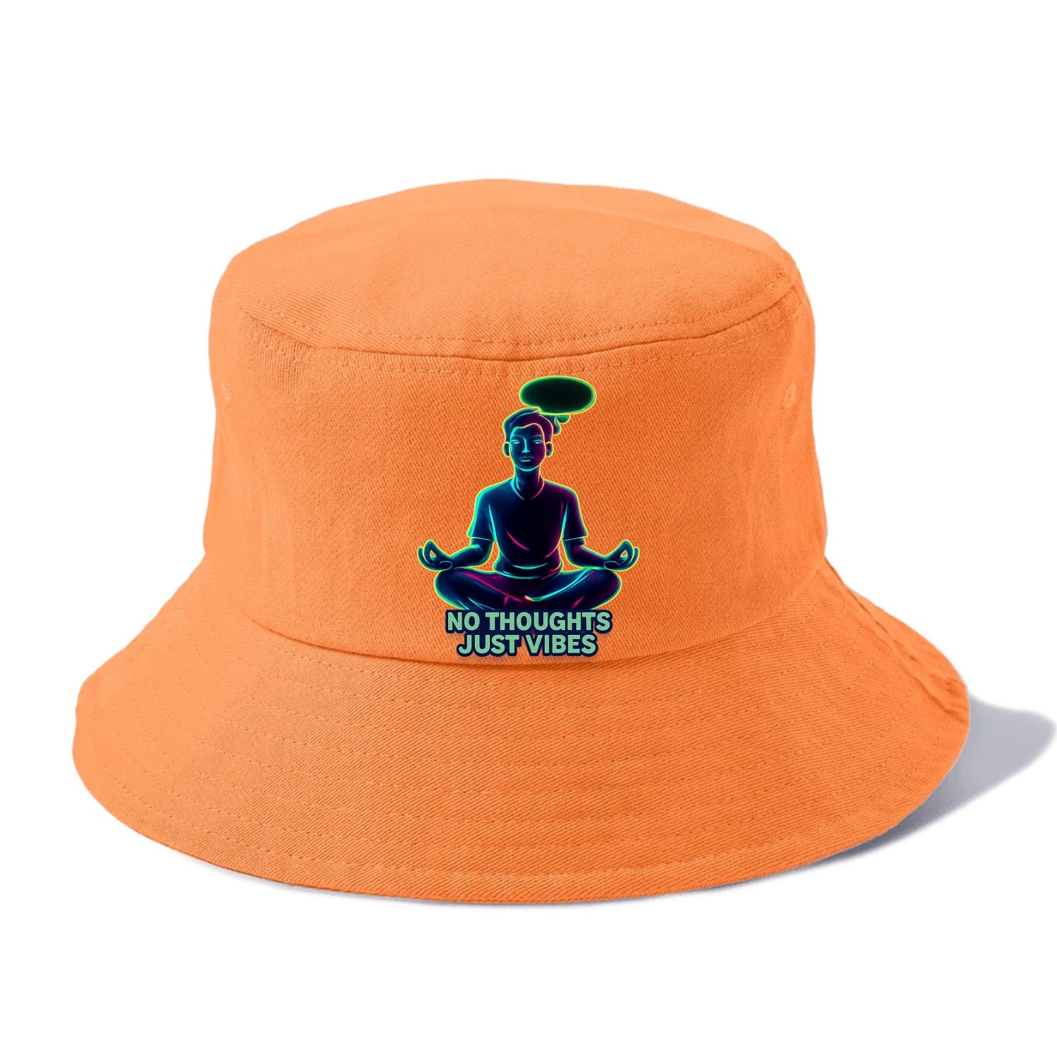 Peaceful floating figure with empty thought bubble - "no thoughts just vibes" zen state - Bucket Hat - Terracotta Clay(Orange)