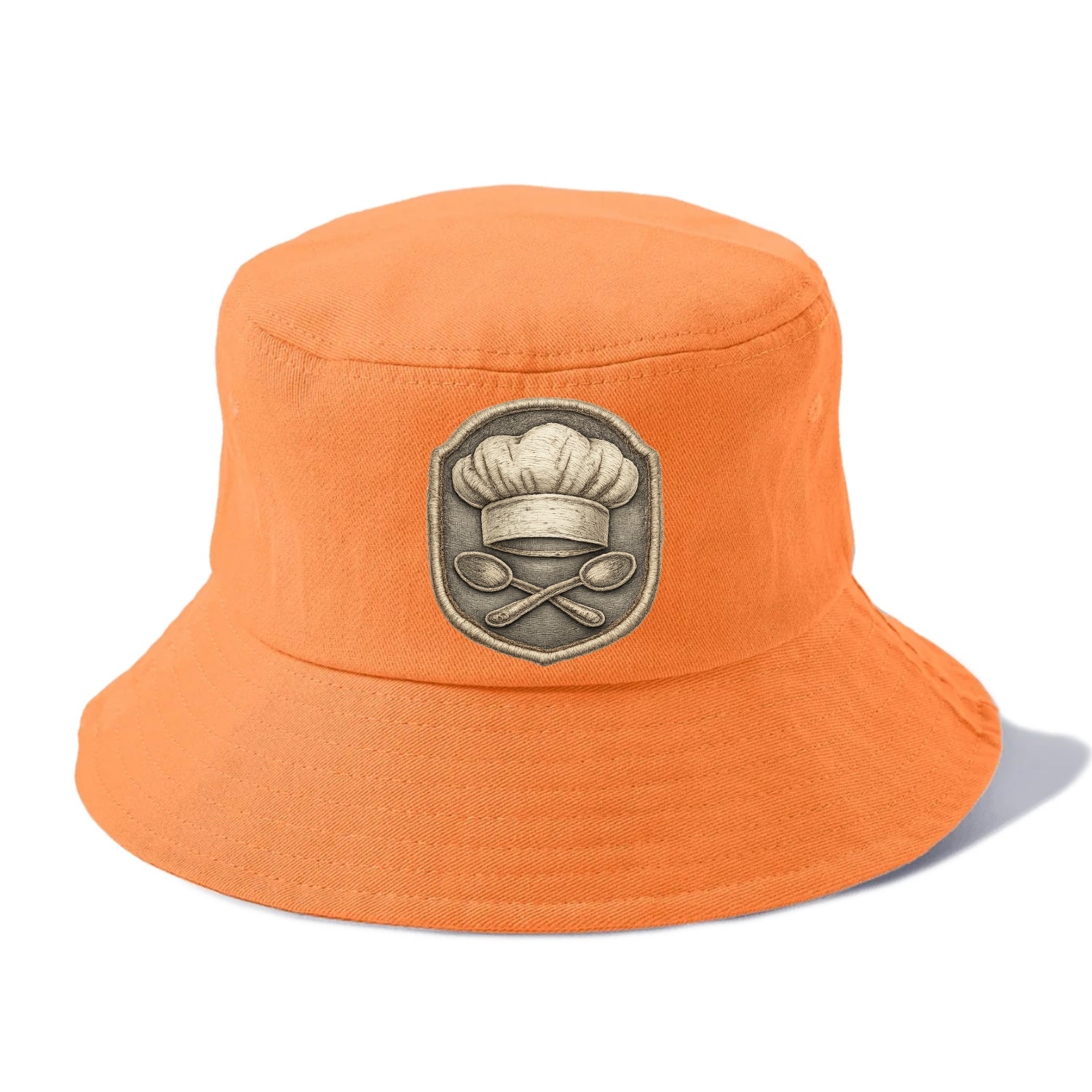 Embroidered patch design - COOKING CHEF HAT - toque blanche with crossed spoons in - Bucket Hat - Terracotta Clay(Orange)
