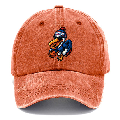 Los Angeles Pelican wearing Clippers beanie with sailboat patch and wayfarer - Classic Cap - Terracotta Clay(Orange)