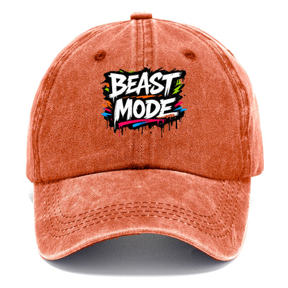 Bold typography design - "BEAST MODE" - intense workout, maximum effort - Classic Cap - Terracotta Clay(Orange)
