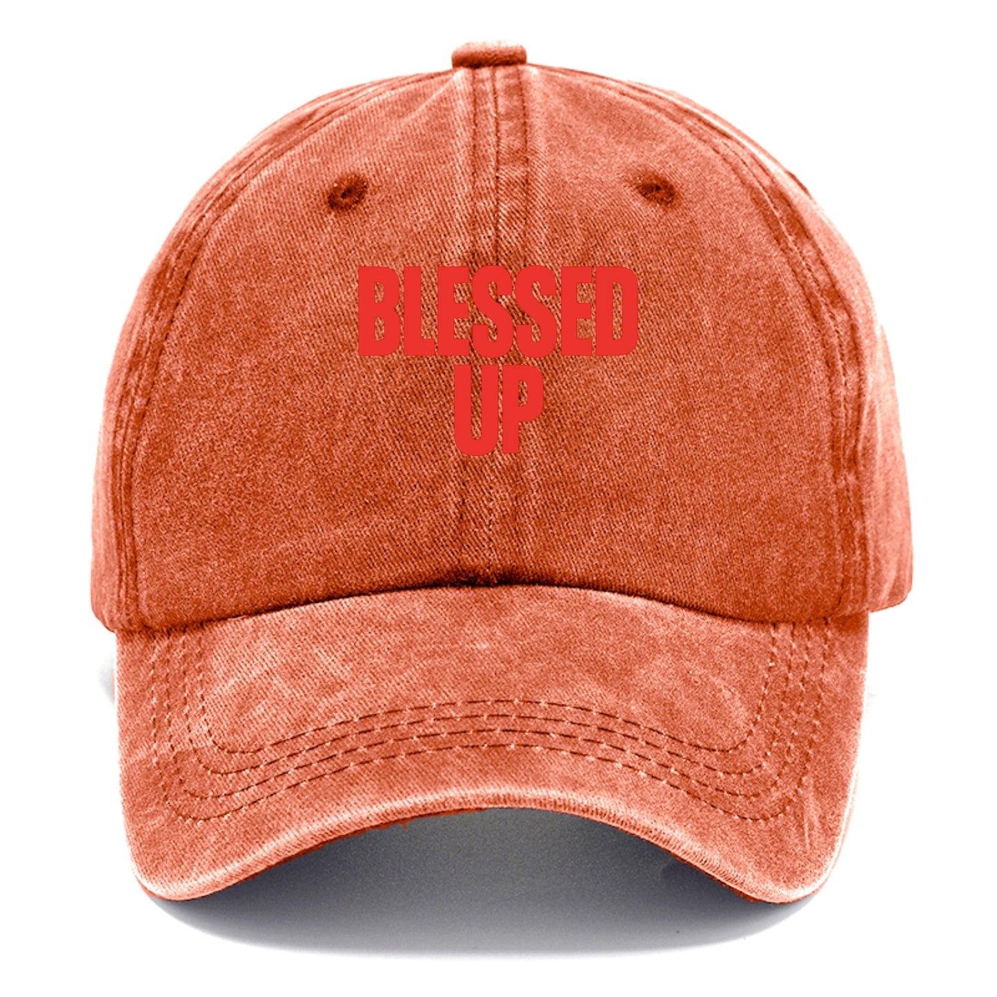 Bold typography design - "BLESSED UP" - recognizing fortune - Classic Cap - Terracotta Clay(Orange)