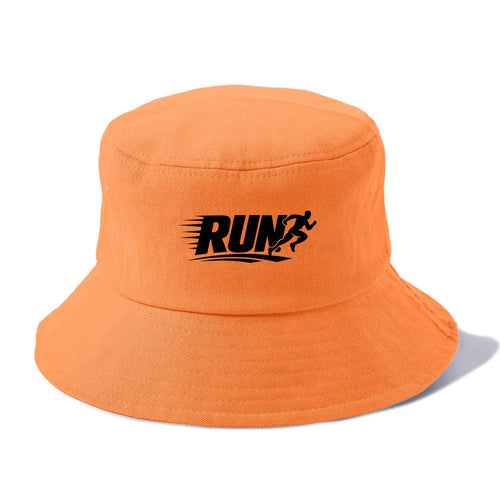 Bold typography design - RUN - cardio life, runner identity - Bucket Hat
