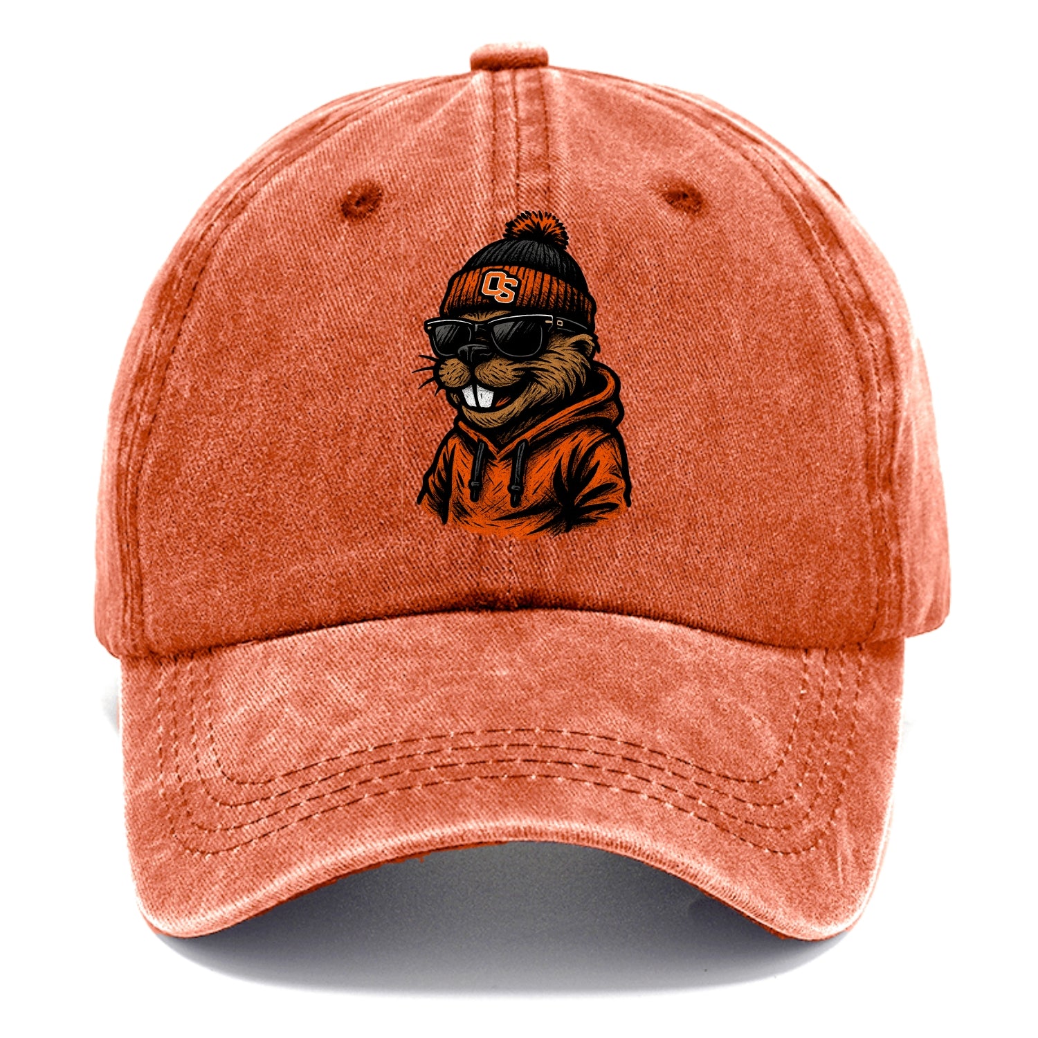 Corvallis Beaver wearing Oregon State beanie with OS patch - Classic Cap - Terracotta Clay(Orange)