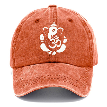 Ganesha elephant silhouette - negative space creates om symbol - Classic Cap - Terracotta Clay(Orange)