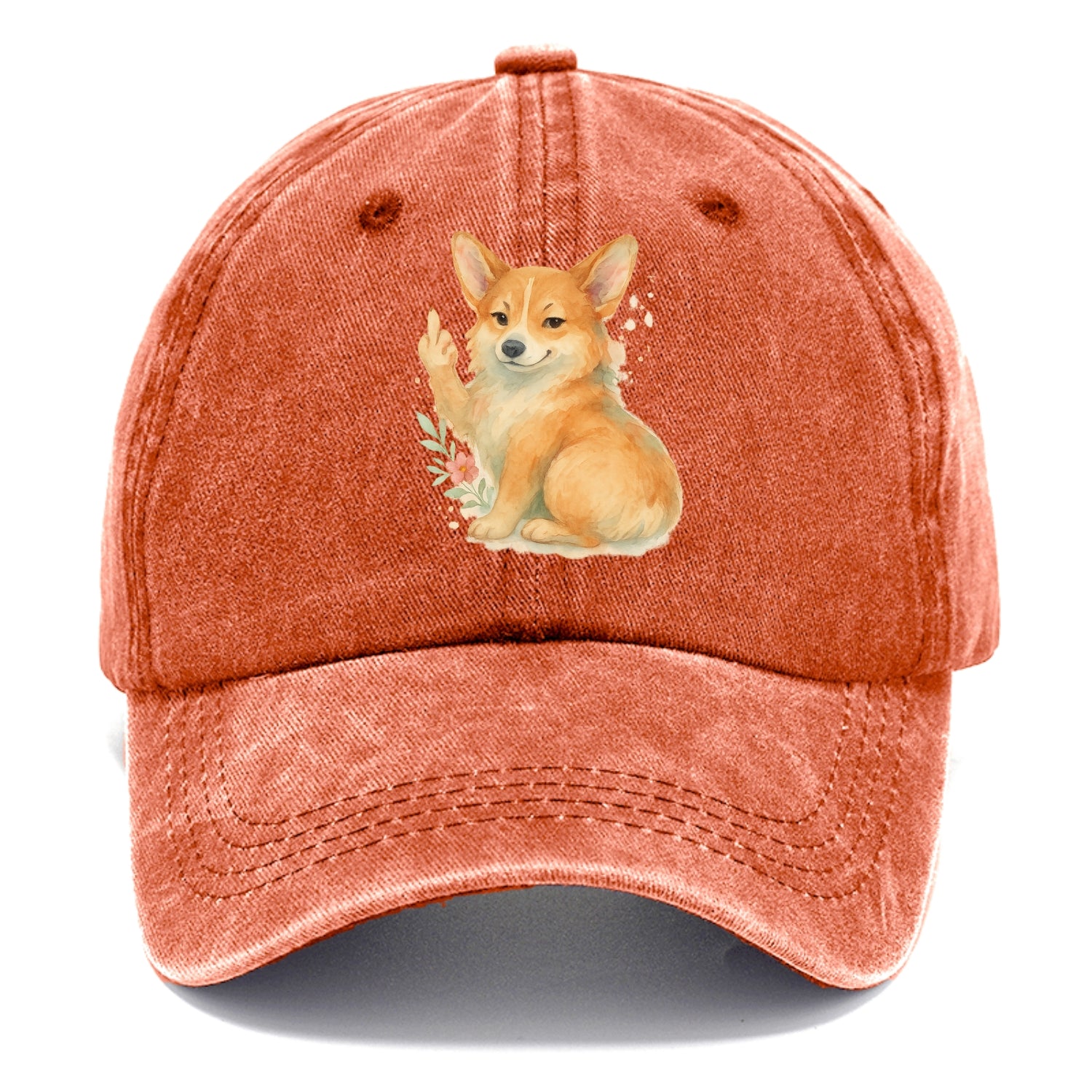 Corgi short legs and fluffy butt, one stubby paw up with sass - Classic Cap - Terracotta Clay(Orange)