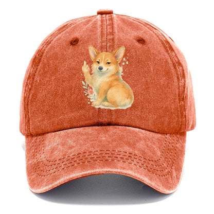 Corgi short legs and fluffy butt, one stubby paw up with sass - Classic Cap - Terracotta Clay(Orange)