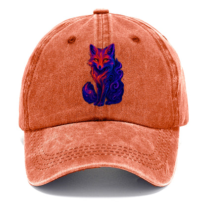 Clever fox with tail dissolving into cosmic nebula swirls, orange to purple gradient - Classic Cap - Terracotta Clay(Orange)