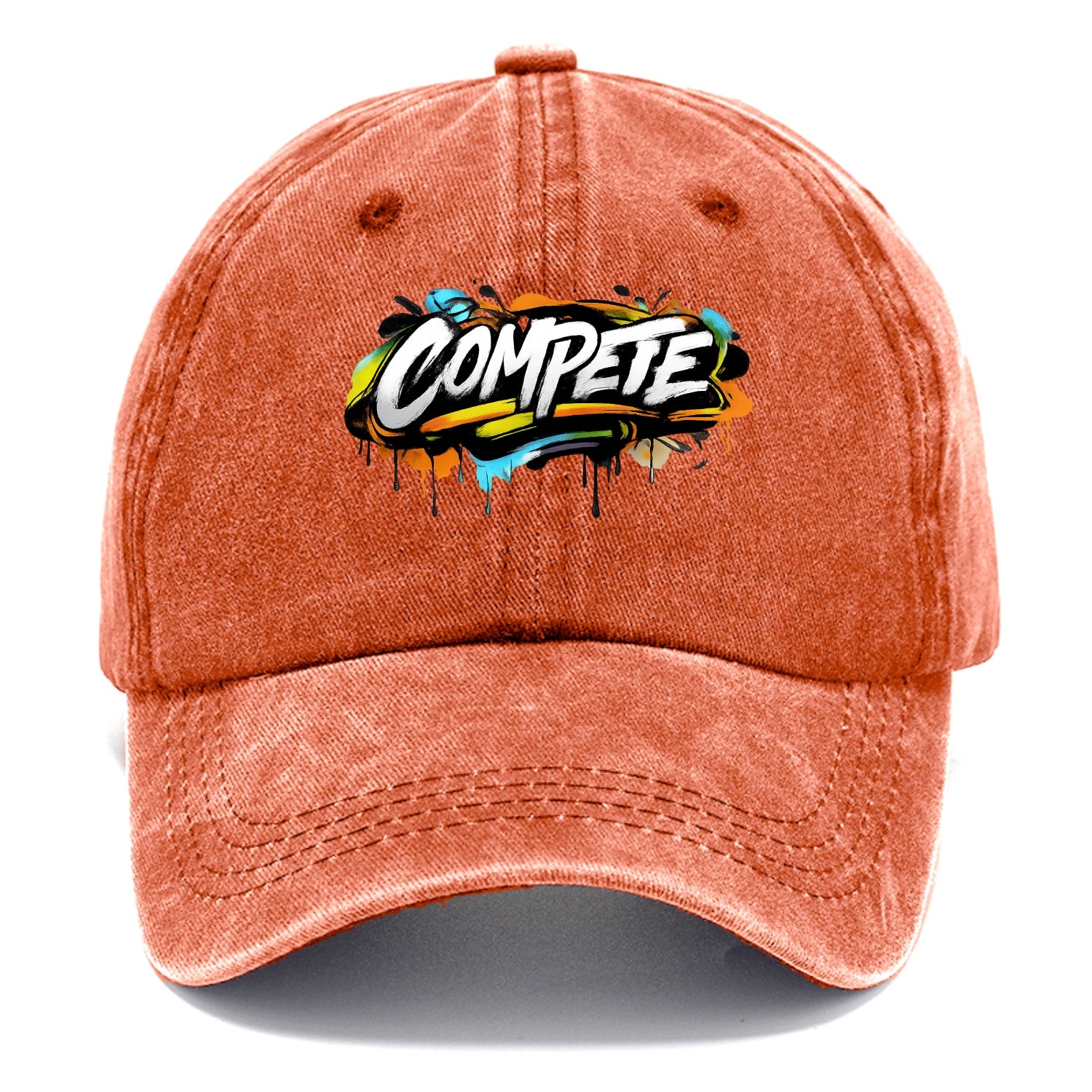 Bold typography design - "COMPETE" - competitive spirit, love the game - Classic Cap - Terracotta Clay(Orange)